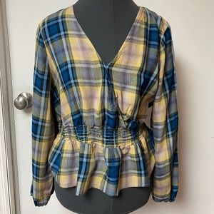 Express plaid peplum top